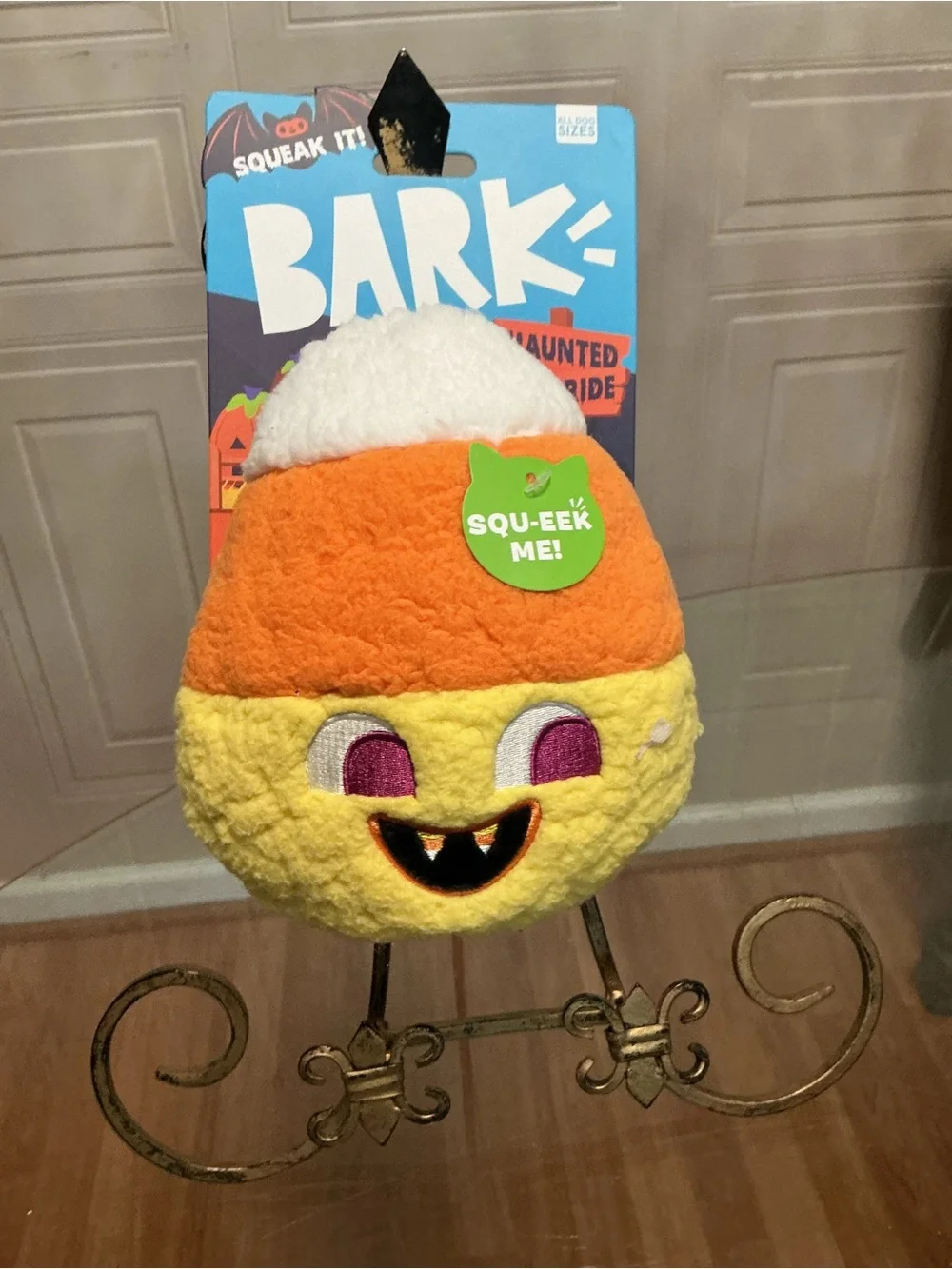 BARK | Halloween Candy Corn Dog Toy Clinker & Squeaker 7”
